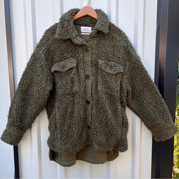 Urban Outfitters Palmer Sherpa Shirt Jacket Sweater Green Womens Small S - Picture 16 of 16